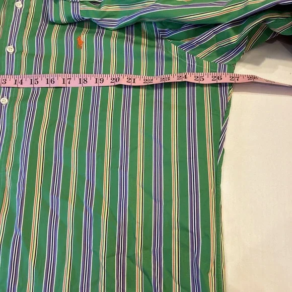 Ralph Lauren Classic-Fit  Long Sleeve Woven Shirt Striped Green‎ Orange Size-XL - Picture 5 of 7